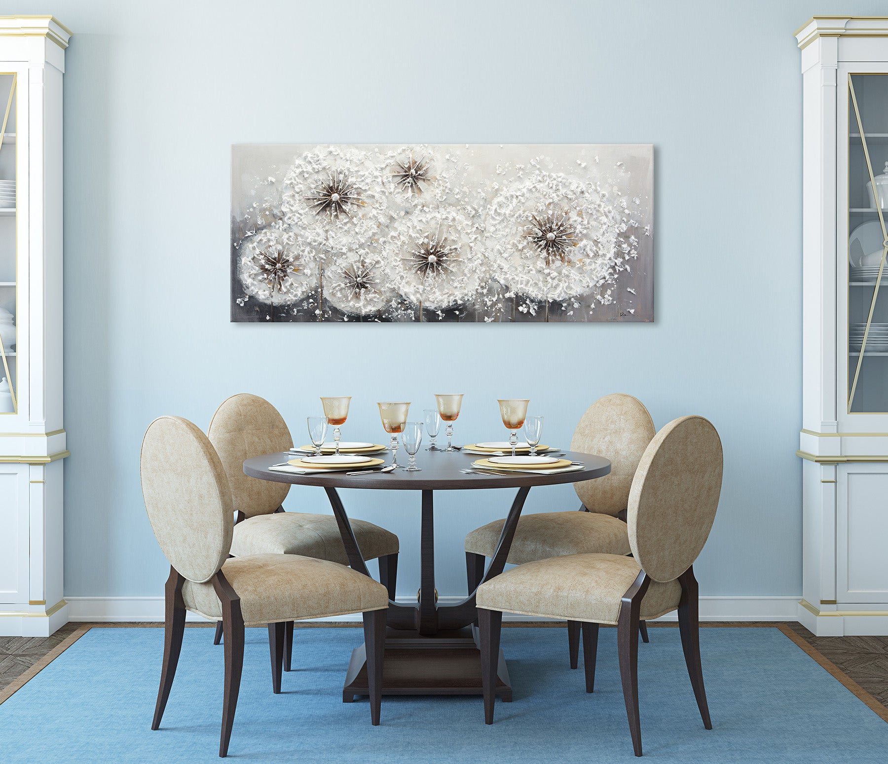 Ölgemälde handarbeit PUSTEBLUMEN XXL 60x140 cm – Wandbild Kunst Deko modern - Ambiente 1