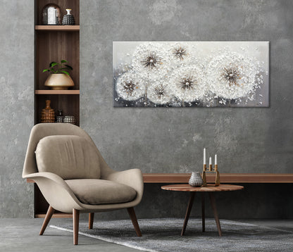 Ölgemälde handarbeit PUSTEBLUMEN XXL 60x140 cm – Wandbild Kunst Deko modern - Ambiente 2