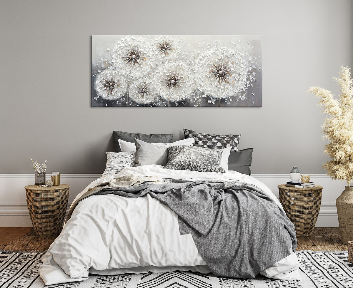 Ölgemälde handarbeit PUSTEBLUMEN XXL 60x140 cm – Wandbild Kunst Deko modern - Ambiente 3