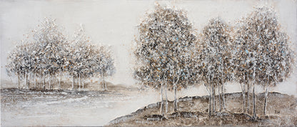 Ölgemälde handarbeit BÄUME XXL 60x140 cm – Wandbild Kunst Deko modern