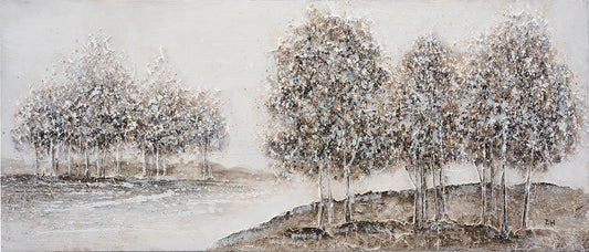 Ölgemälde handarbeit BÄUME XXL 60x140 cm – Wandbild Kunst Deko modern