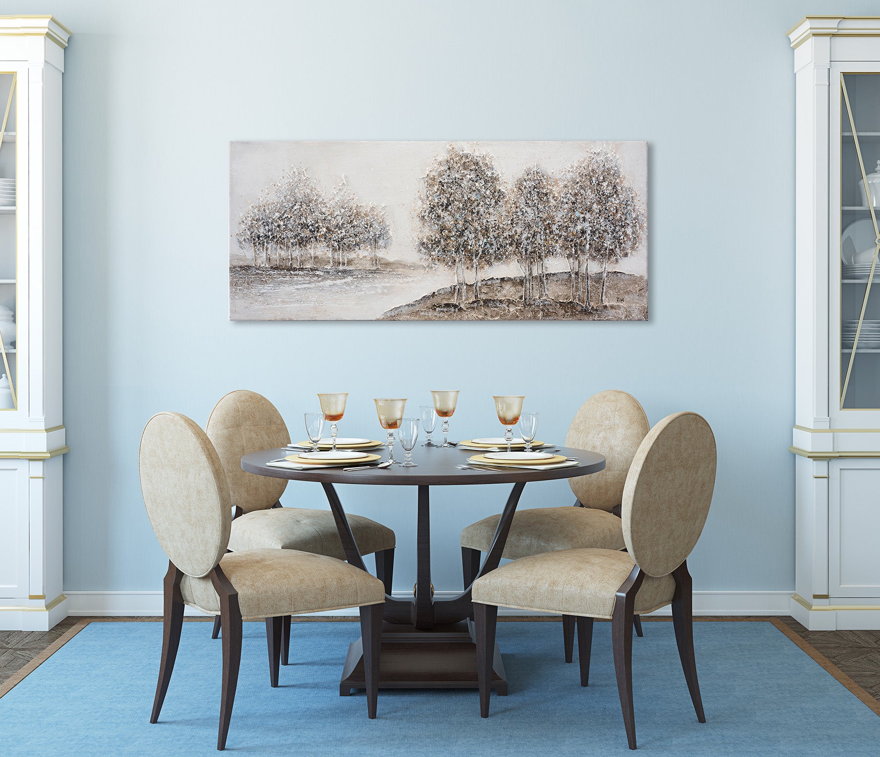 Ölgemälde handarbeit BÄUME XXL 60x140 cm – Wandbild Kunst Deko modern - Ambiente 1