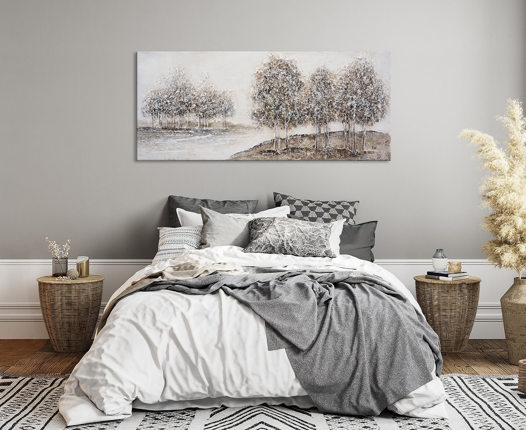 Ölgemälde handarbeit BÄUME XXL 60x140 cm – Wandbild Kunst Deko modern - Ambiente 3