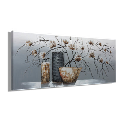 Ölgemälde handarbeit BLUMENVASEN XXL 60x140 cm – Wandbild Kunst Deko modern - Seitenansicht
