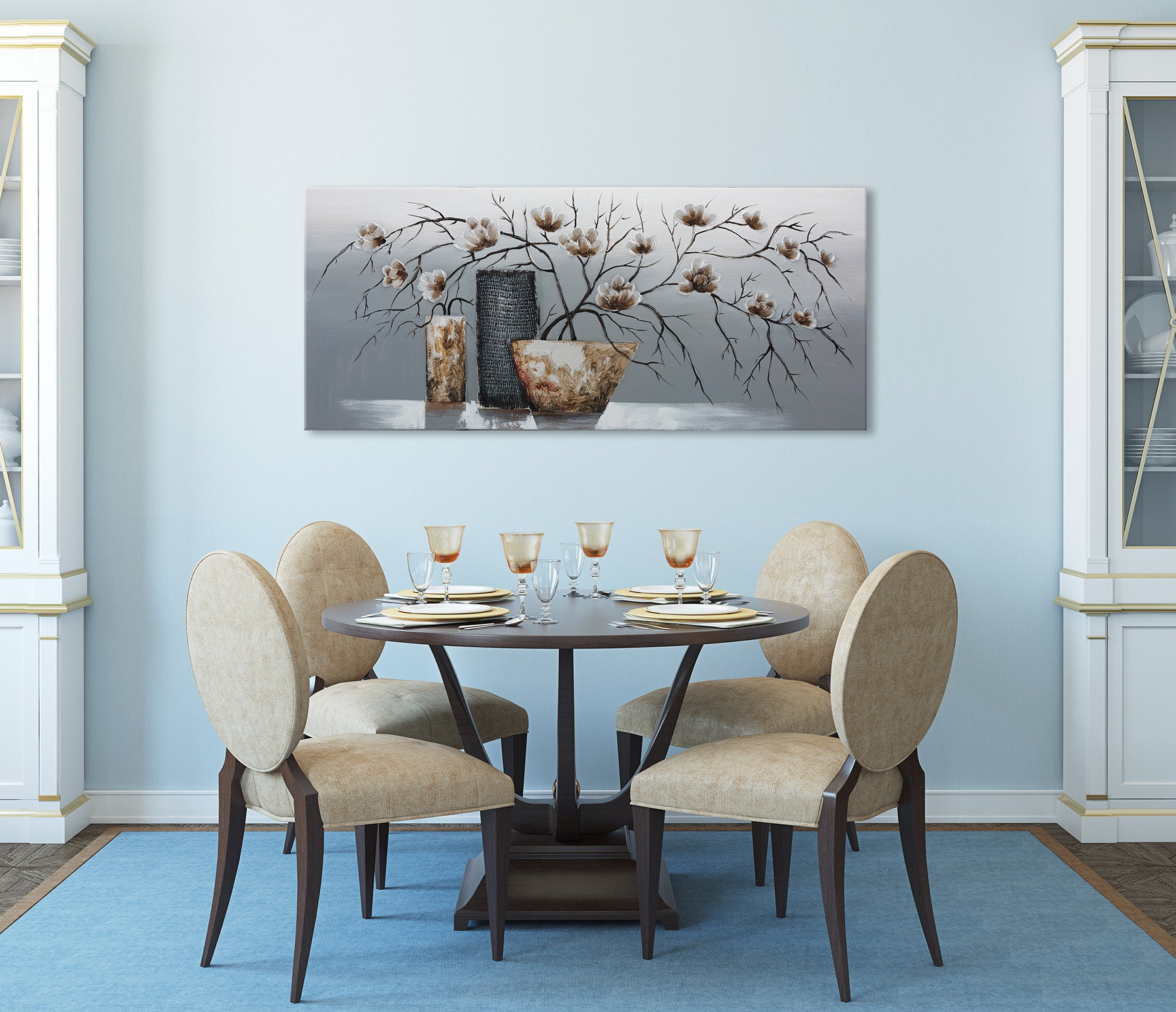 Ölgemälde handarbeit BLUMENVASEN XXL 60x140 cm – Wandbild Kunst Deko modern - Ambiente 1
