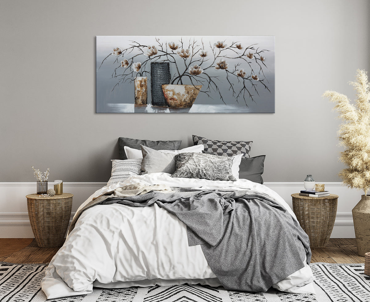 Ölgemälde handarbeit BLUMENVASEN XXL 60x140 cm – Wandbild Kunst Deko modern - Ambiente 3