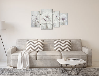 Ölgemälde handarbeit 4-teilig BLUMEN 70x124 cm – Wandbild Deko modern - Ambiente 1