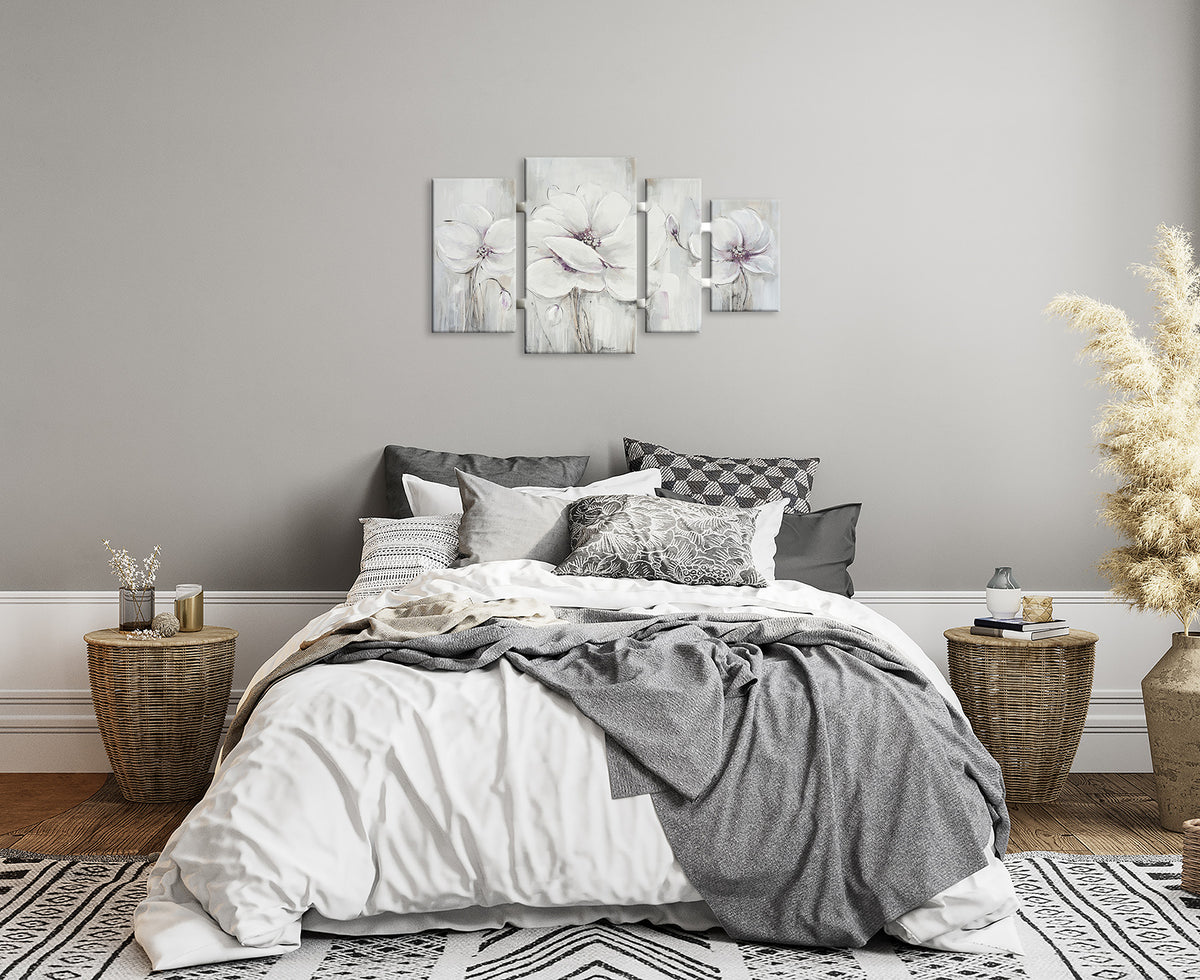 Ölgemälde handarbeit 4-teilig BLUMEN 70x124 cm – Wandbild Deko modern - Ambiente 3
