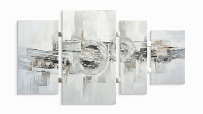 Ölgemälde handarbeit 4-teilig ABSTRAKTE KREISE 70x124 cm – Wandbild Deko modern