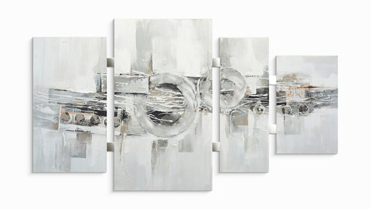 Ölgemälde handarbeit 4-teilig ABSTRAKTE KREISE 70x124 cm – Wandbild Deko modern