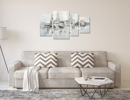 Ölgemälde handarbeit 4-teilig ABSTRAKTE KREISE 70x124 cm – Wandbild Deko modern - Ambiente 1
