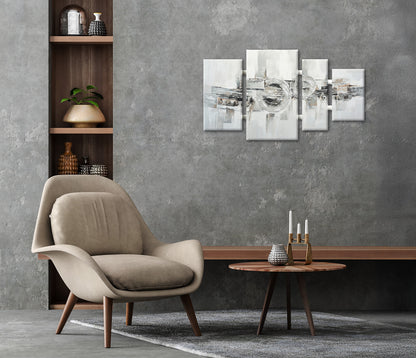 Ölgemälde handarbeit 4-teilig ABSTRAKTE KREISE 70x124 cm – Wandbild Deko modern - Ambiente 2