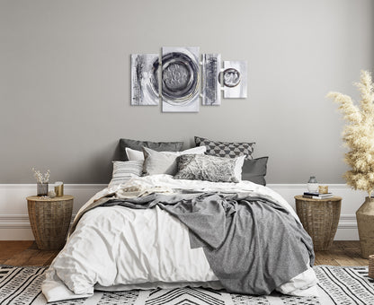 Ölgemälde handarbeit 4-teilig KREISE GRAU 70x124 cm – Wandbild Deko modern - Ambiente 3