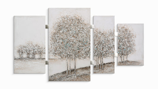 Ölgemälde handarbeit 4-teilig BÄUME 70x124 cm – Wandbild Landschaft Deko modern