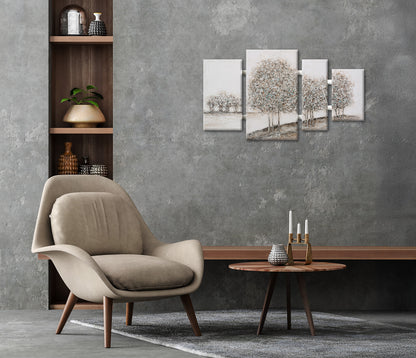 Ölgemälde handarbeit 4-teilig BÄUME 70x124 cm – Wandbild Landschaft Deko modern - Ambiente 2