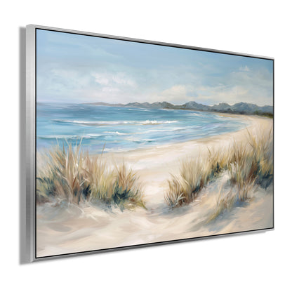 Ölgemälde handarbeit gerahmt STRAND 60x90 cm – Wandbild modern - Seitenansicht