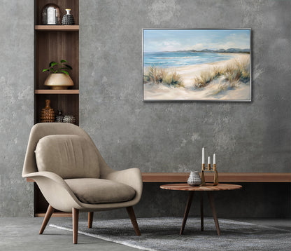 Ölgemälde handarbeit gerahmt STRAND 60x90 cm – Wandbild modern - Ambiente 1