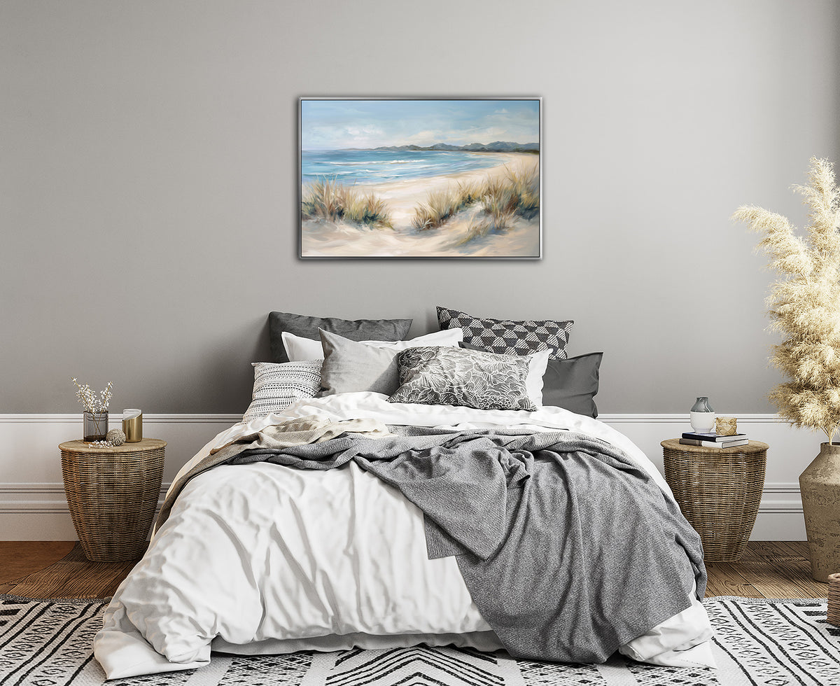Ölgemälde handarbeit gerahmt STRAND 60x90 cm – Wandbild modern - Ambiente 2