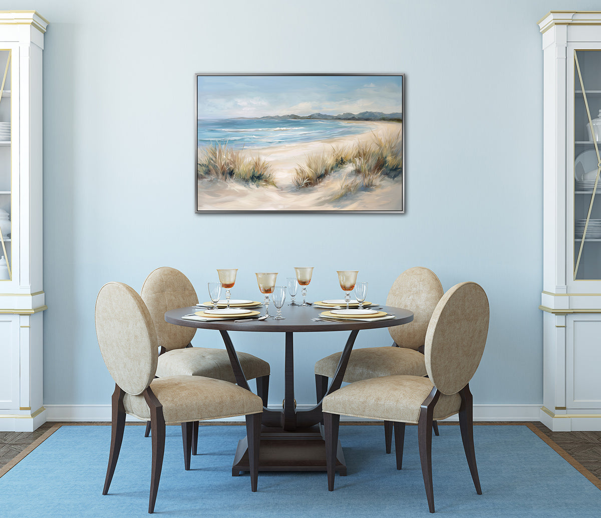Ölgemälde handarbeit gerahmt STRAND 60x90 cm – Wandbild modern - Ambiente 3