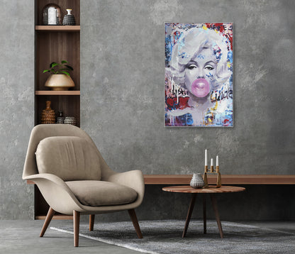 Ölgemälde handarbeit gerahmt POP ART PORTRAIT 60x90 cm – Wandbild modern bunt - Ambiente 1