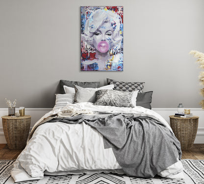 Ölgemälde handarbeit gerahmt POP ART PORTRAIT 60x90 cm – Wandbild modern bunt - Ambiente 2