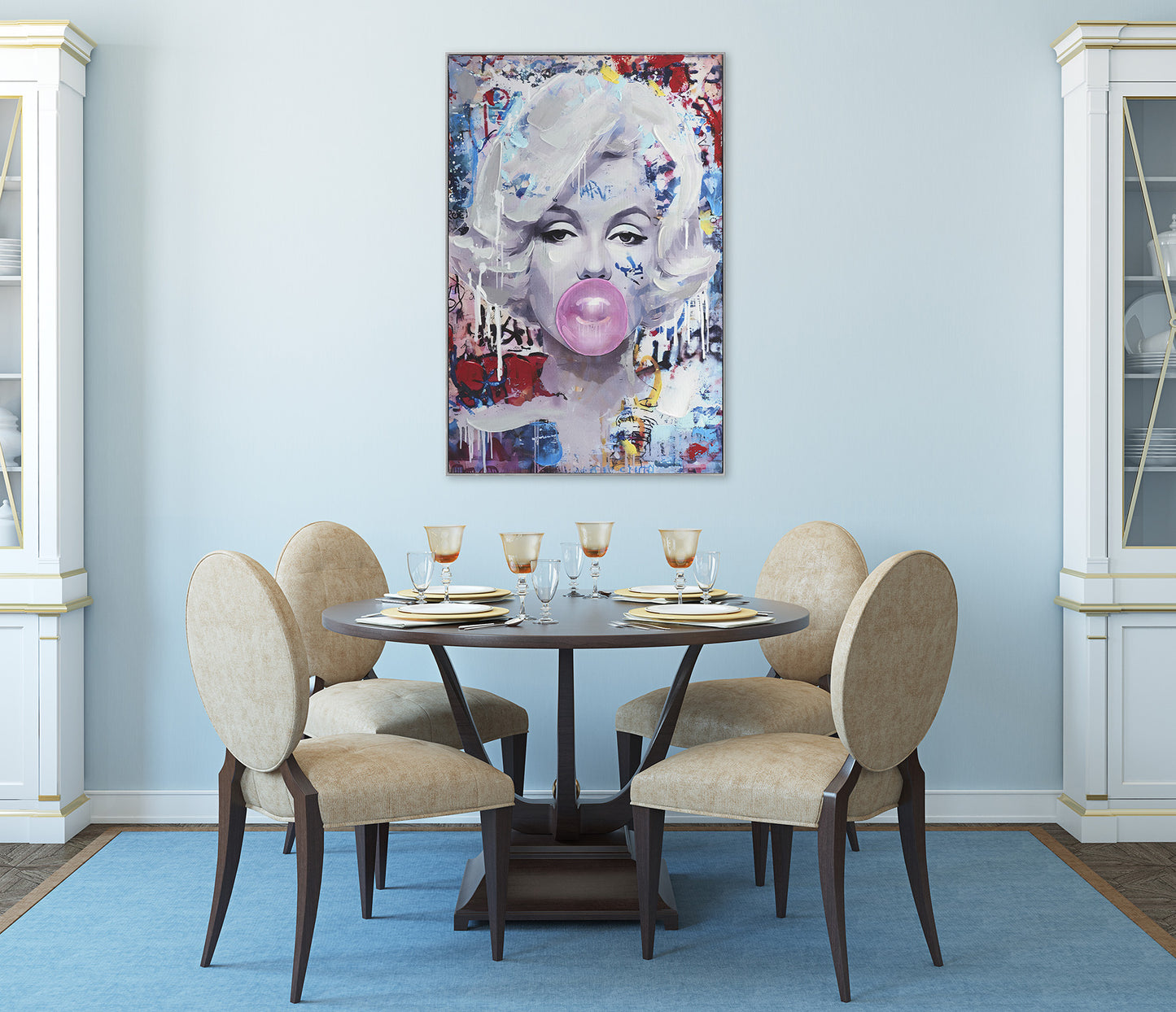 Ölgemälde handarbeit gerahmt POP ART PORTRAIT 60x90 cm – Wandbild modern bunt - Ambiente 3