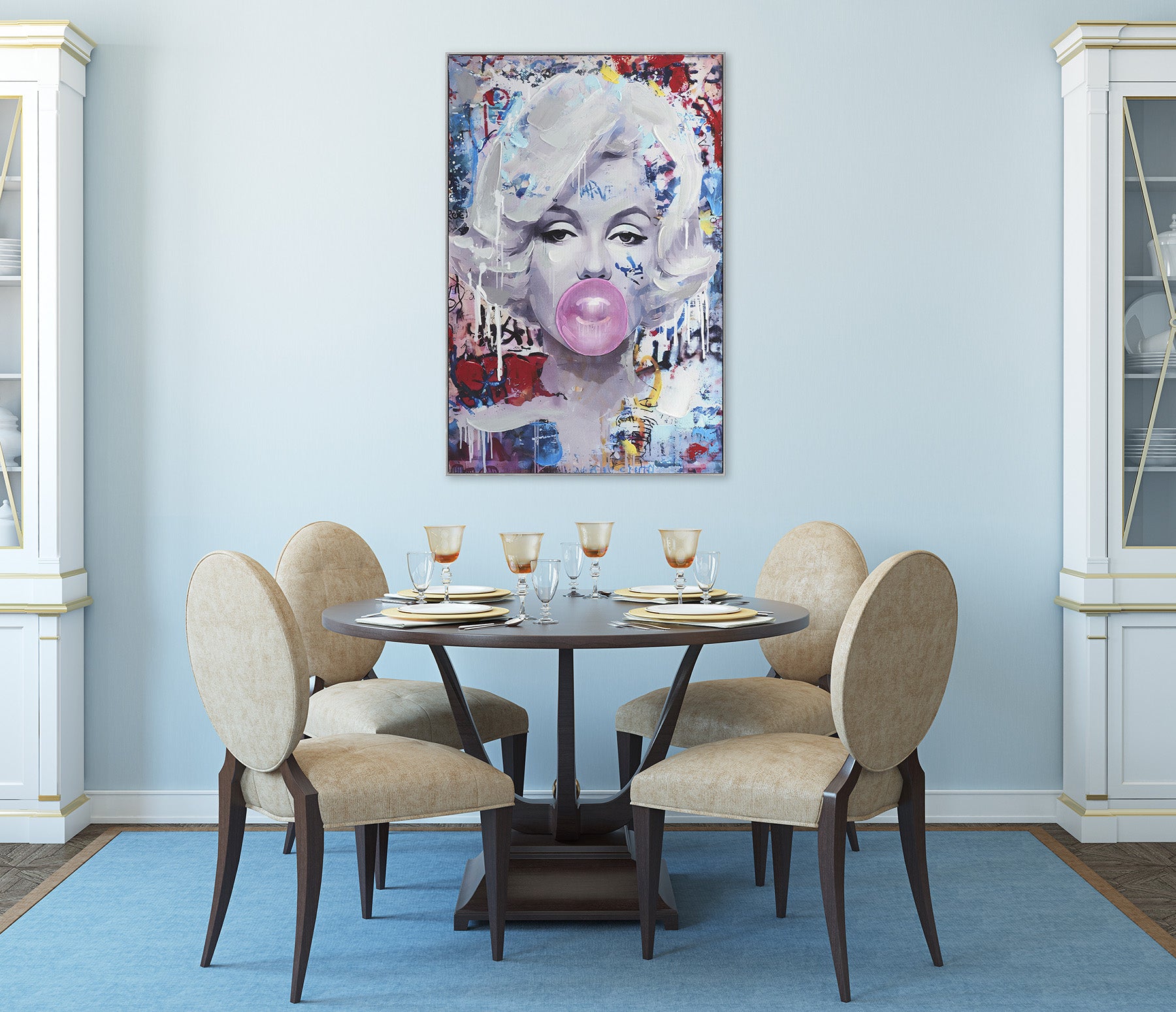 Ölgemälde handarbeit gerahmt POP ART PORTRAIT 60x90 cm – Wandbild modern bunt - Ambiente 3