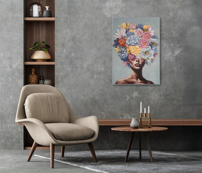 Ölgemälde handarbeit gerahmt FRAU MIT BLUMEN 60x90 cm – Wandbild Deko modern - Ambiente 1