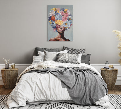 Ölgemälde handarbeit gerahmt FRAU MIT BLUMEN 60x90 cm – Wandbild Deko modern - Ambiente 2