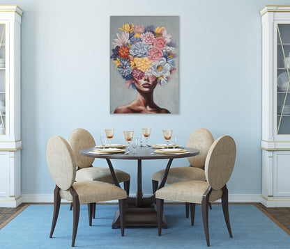 Ölgemälde handarbeit gerahmt FRAU MIT BLUMEN 60x90 cm – Wandbild Deko modern - Ambiente 3