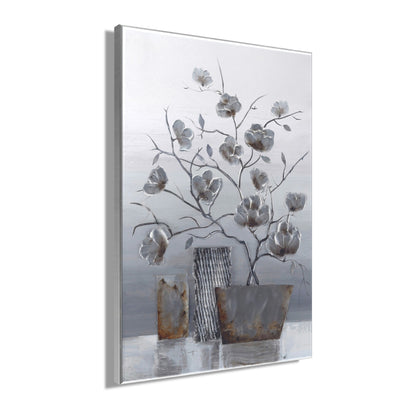 Ölgemälde handarbeit gerahmt BLUMENVASE 60x90 cm – Wandbild elegant modern - Seitenansicht