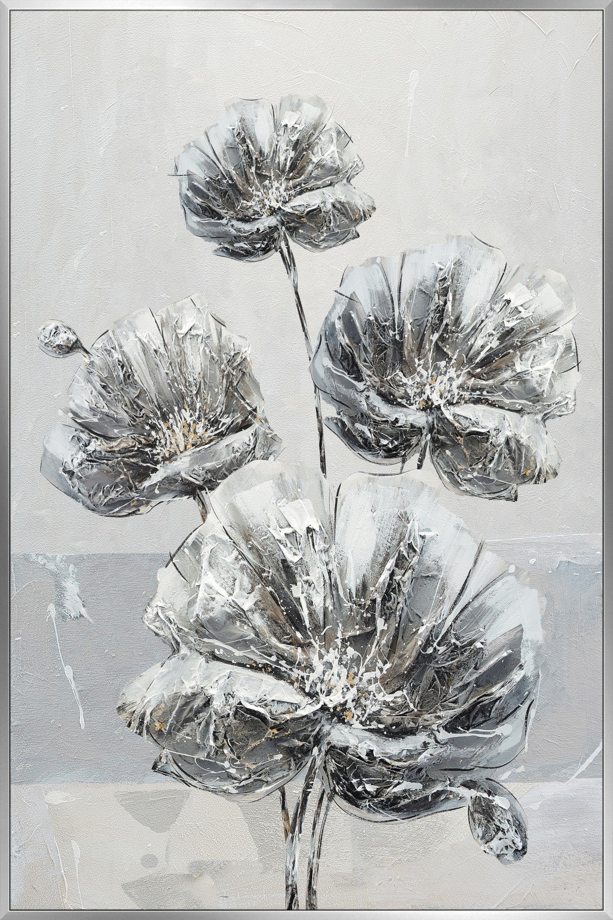Ölgemälde handarbeit gerahmt BLUMEN 78x118 cm – Wandbild Deko modern