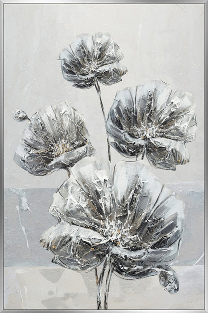 Ölgemälde handarbeit gerahmt BLUMEN 78x118 cm – Wandbild Deko modern