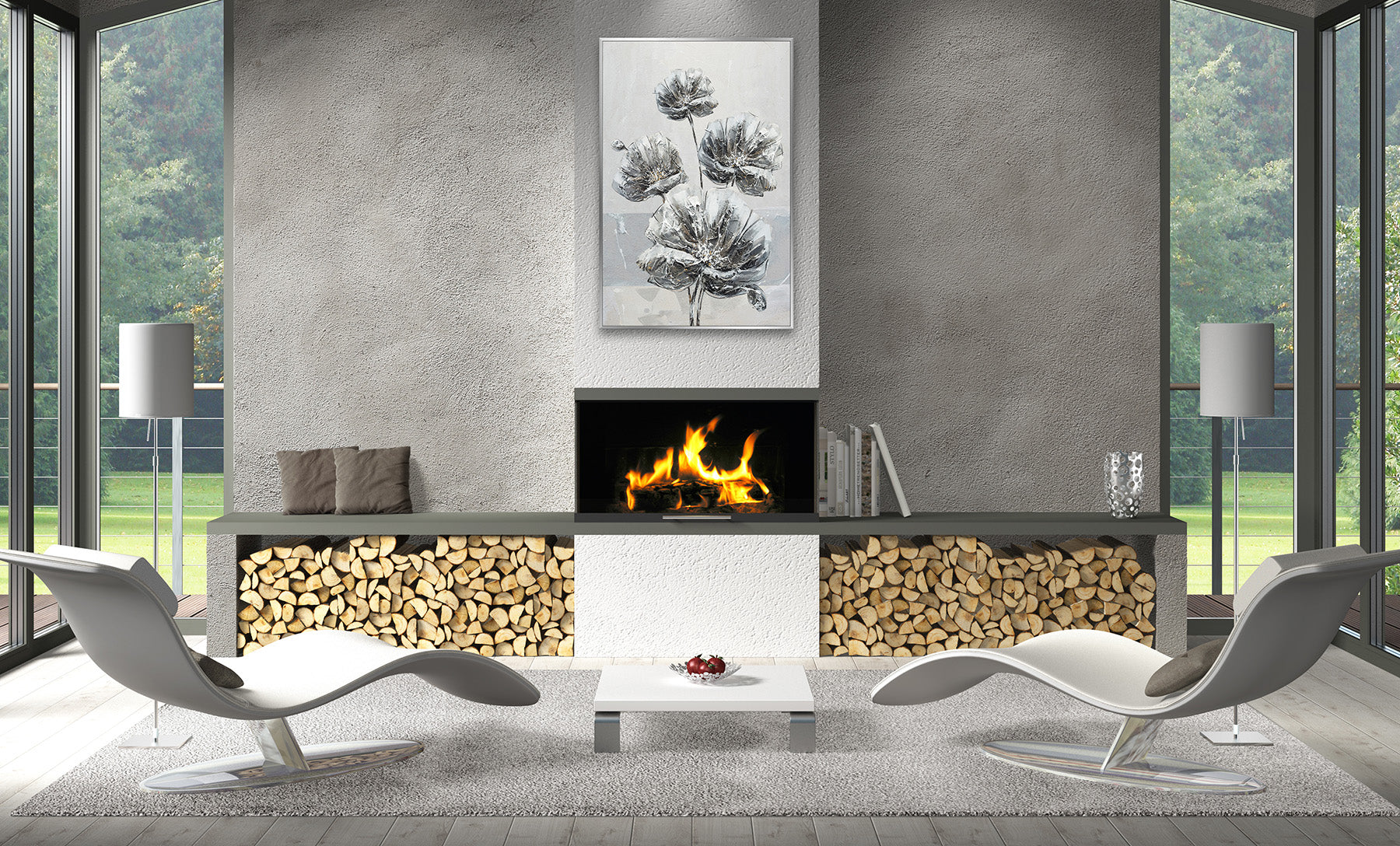 Ölgemälde handarbeit gerahmt BLUMEN 78x118 cm – Wandbild Deko modern - Ambiente 1