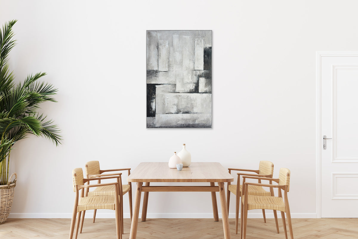Ölgemälde handarbeit gerahmt ABSTRAKT 78x118 cm – Wandbild Deko grau - Ambiente 3