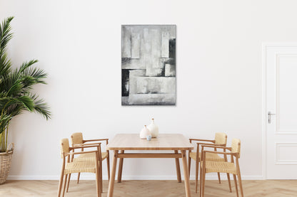 Ölgemälde handarbeit gerahmt ABSTRAKT 78x118 cm – Wandbild Deko grau - Ambiente 3