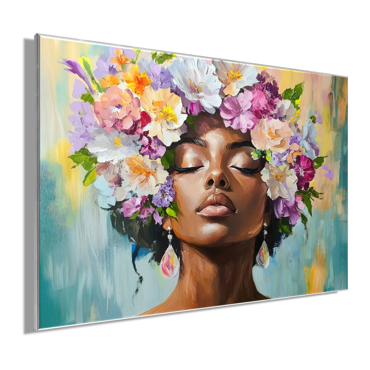 Ölgemälde handarbeit gerahmt FRAU 78x118 cm – Wandbild Deko elegant - Seitenansicht