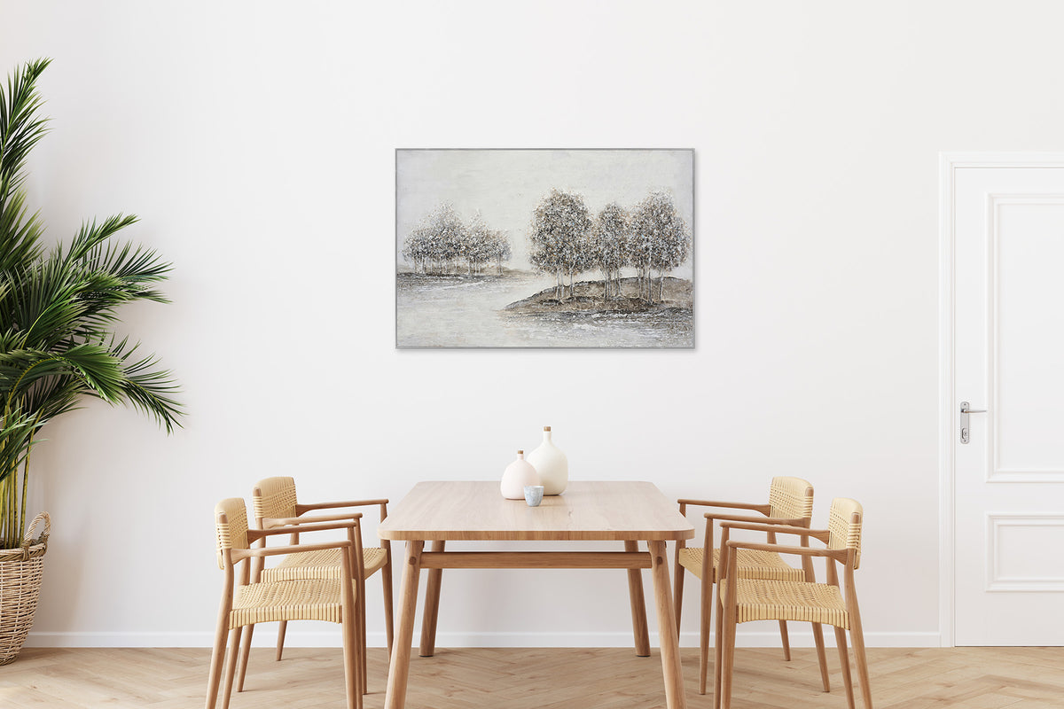 Ölgemälde handarbeit gerahmt BÄUME 78x118 cm – Wandbild Deko neutral - Ambiente 2