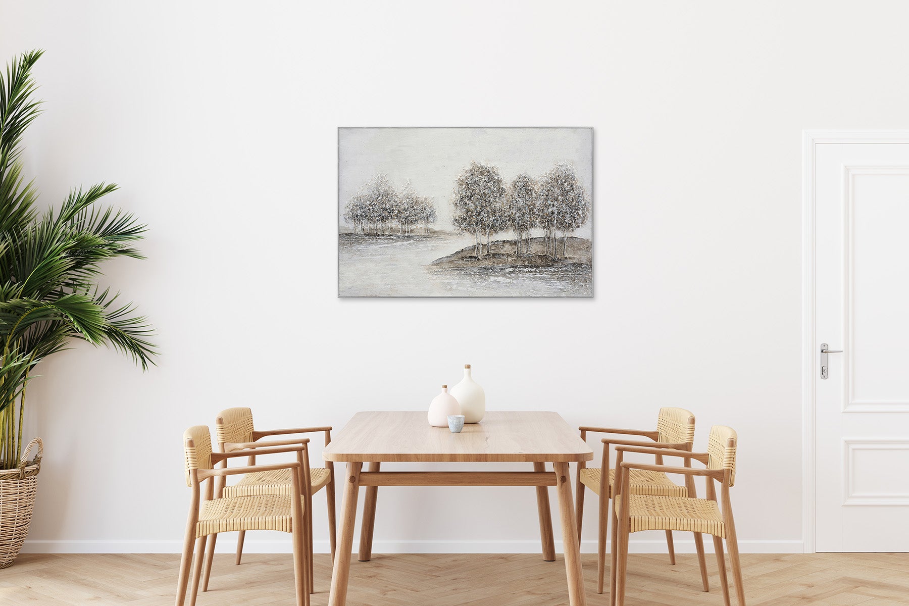 Ölgemälde handarbeit gerahmt BÄUME 78x118 cm – Wandbild Deko neutral - Ambiente 2