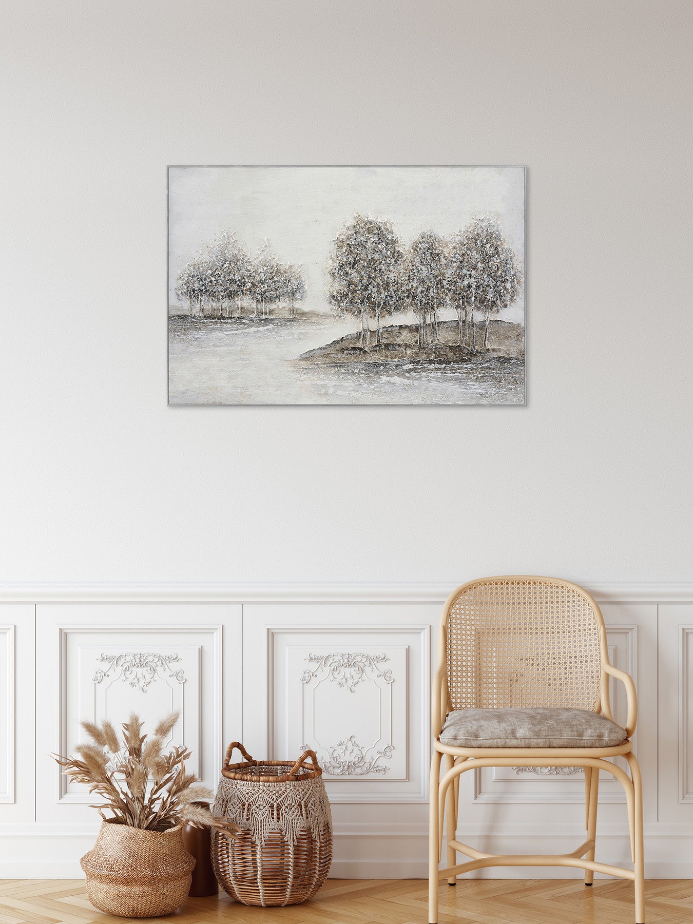 Ölgemälde handarbeit gerahmt BÄUME 78x118 cm – Wandbild Deko neutral - Ambiente 3