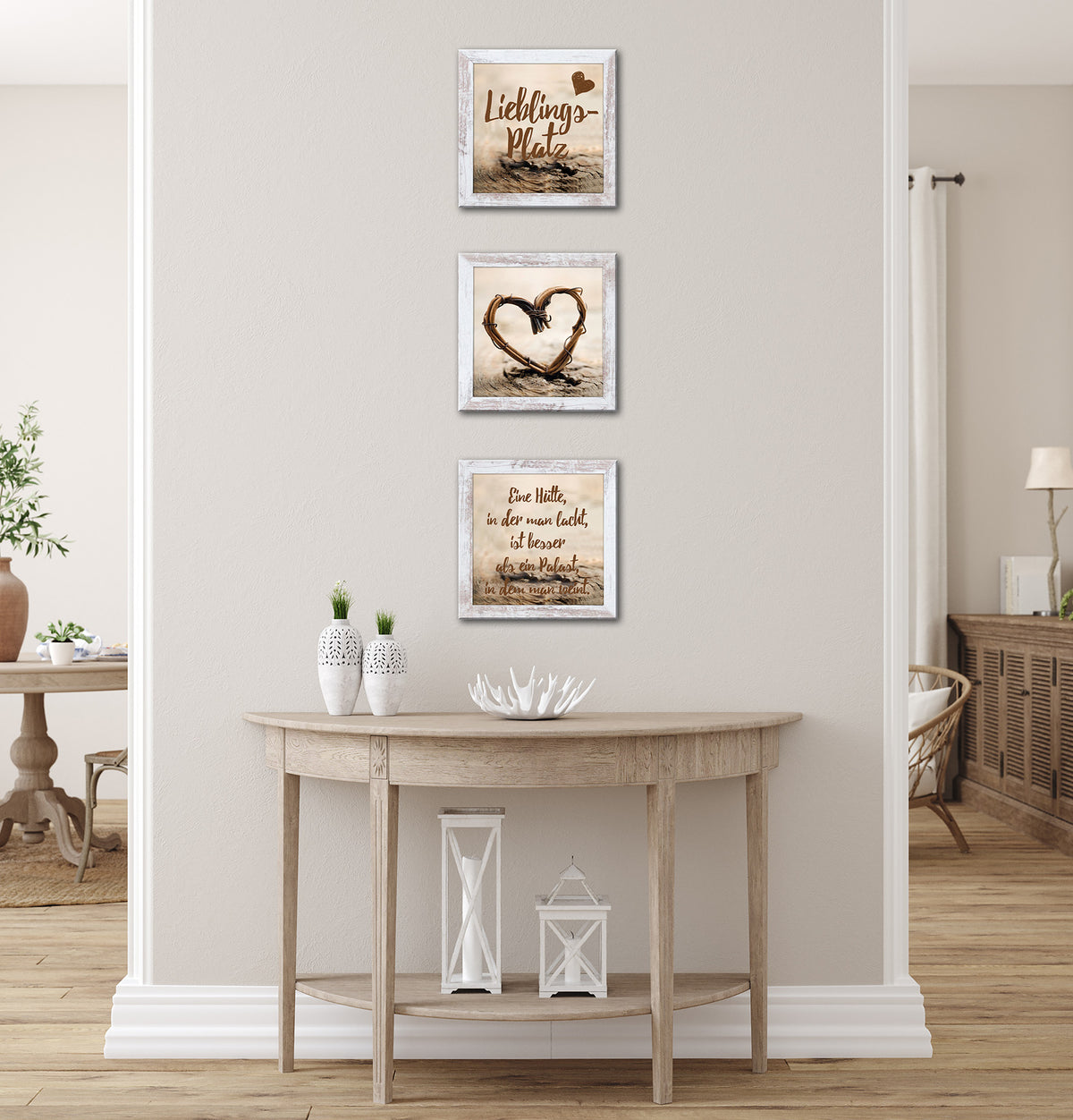 3er-Set gerahmte Bilder LIEBLINGSPLATZ 3x23x23 cm – Wanddeko modern - Ambiente 2