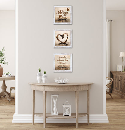 3er-Set gerahmte Bilder LIEBLINGSPLATZ 3x23x23 cm – Wanddeko modern - Ambiente 2