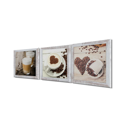 3er-Set gerahmte Bilder KAFFEE 3x23x23 cm – Deko für Küche & Bar - Seitenansicht