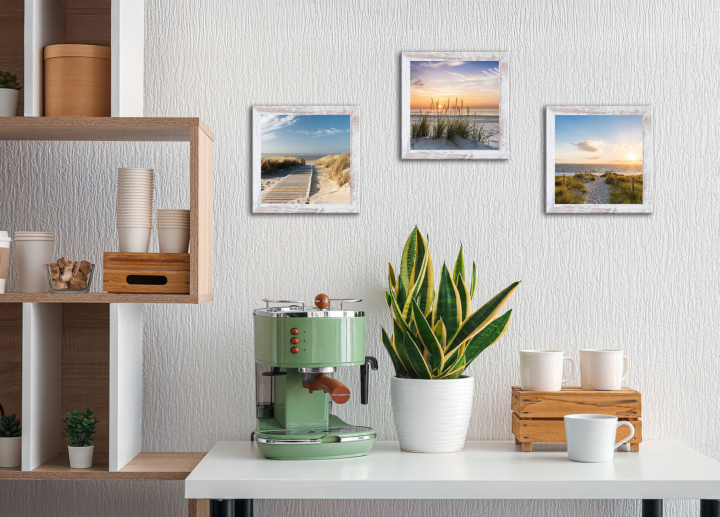 3er-Set gerahmte Bilder STRÄNDE 3x23x23 cm – Maritime Wanddeko - Ambiente 1