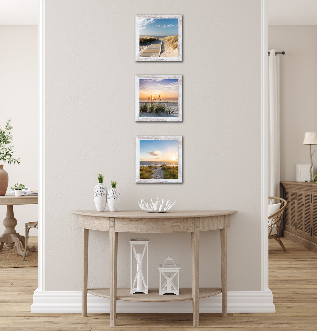 3er-Set gerahmte Bilder STRÄNDE 3x23x23 cm – Maritime Wanddeko - Ambiente 2