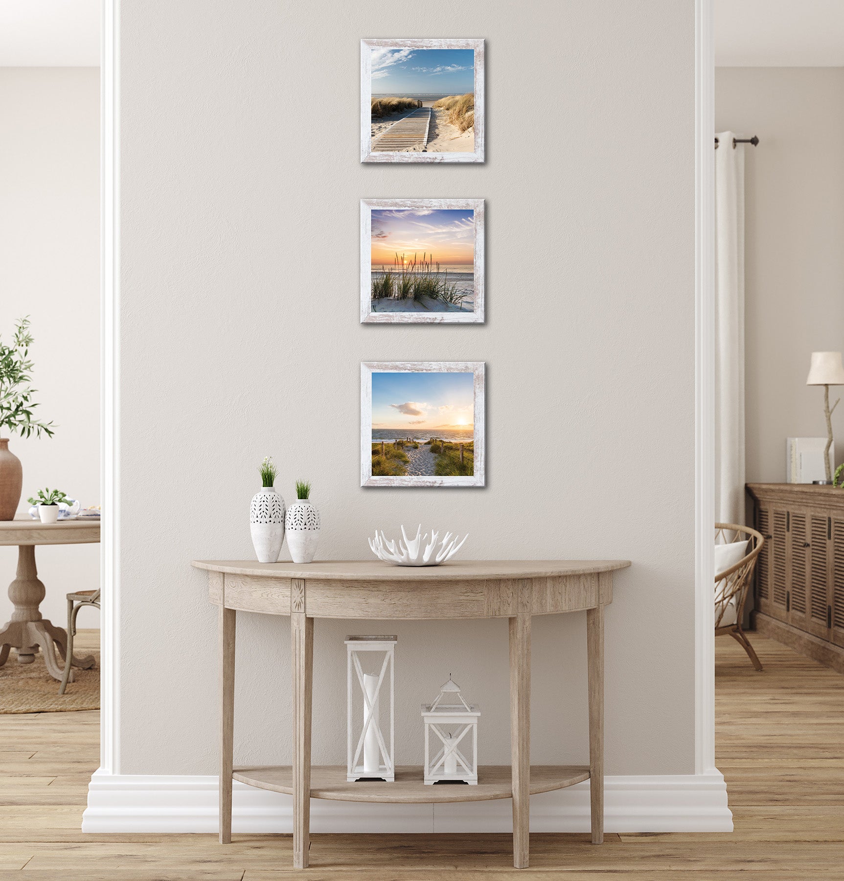 3er-Set gerahmte Bilder STRÄNDE 3x23x23 cm – Maritime Wanddeko - Ambiente 2