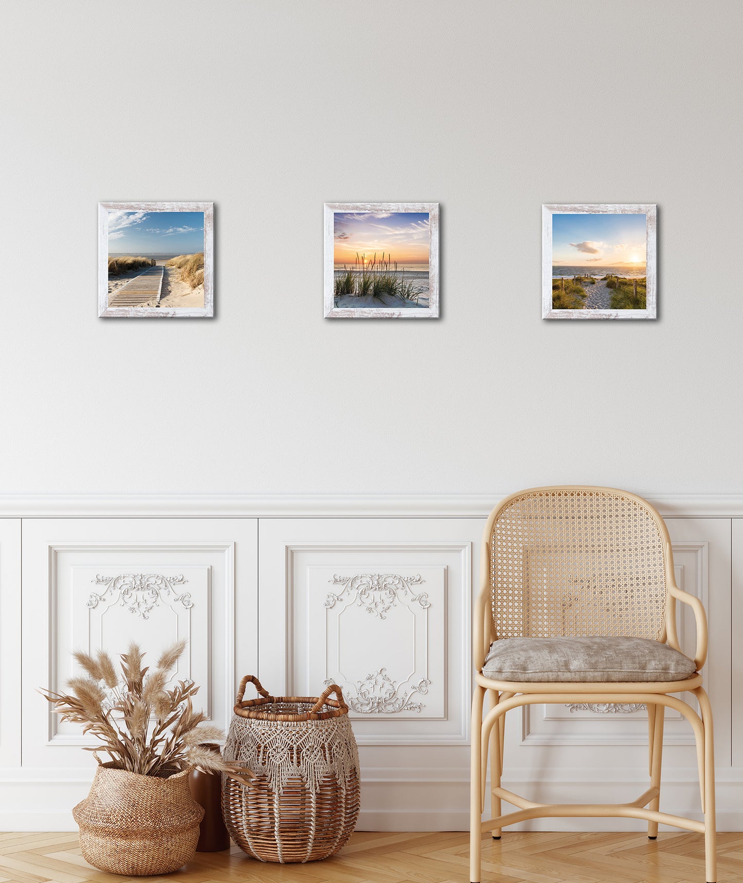 3er-Set gerahmte Bilder STRÄNDE 3x23x23 cm – Maritime Wanddeko - Ambiente 3