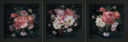 3er-Set gerahmte Bilder BLUMEN 3x23x23 cm – Deko modern