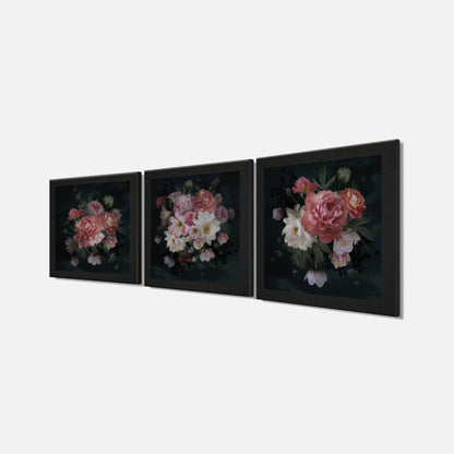 3er-Set gerahmte Bilder BLUMEN 3x23x23 cm – Deko modern - Seitenansicht