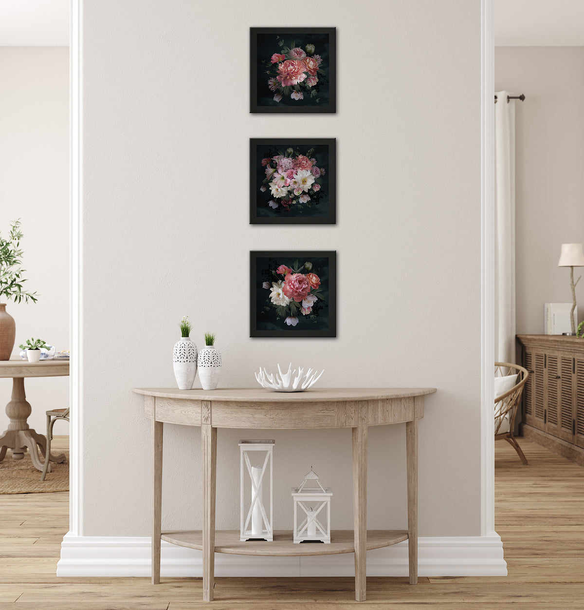 3er-Set gerahmte Bilder BLUMEN 3x23x23 cm – Deko modern - Ambiente 2